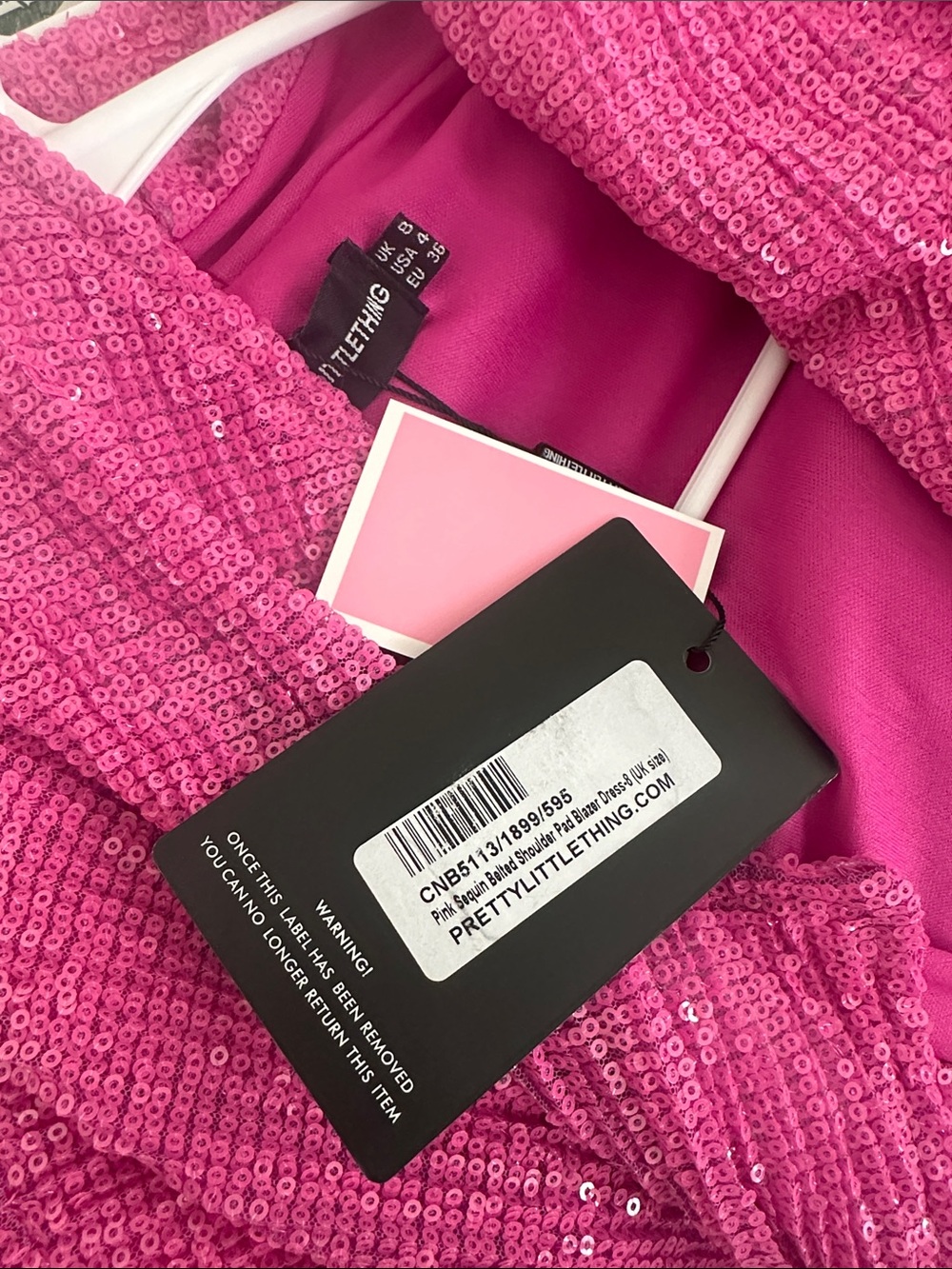 PrettyLittleThing Hot Pink Sequin Mini Dress Blazer - Picture 7 of 7
